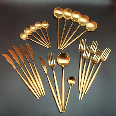 Talheres Korea Dourados e Prateados Luxo - 24 peças sem estojo